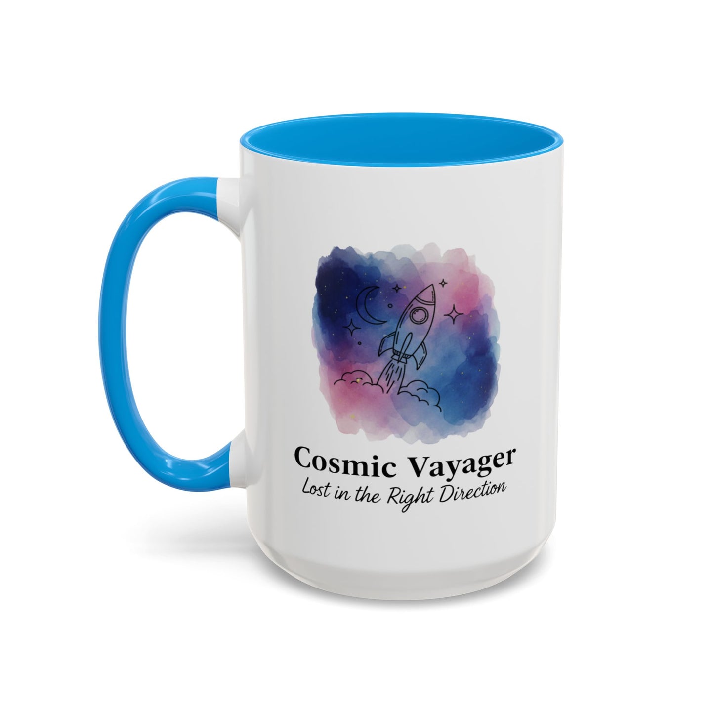 Cosmic Voyager Ceramic Coffee Mug – Space Rocket Art