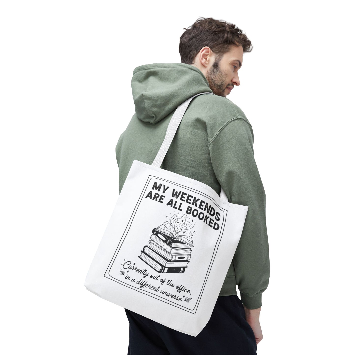 My Weekends Are All Booked Tote Bag | Funny Book Lover Gift | Bibliophile Aesthetic Canvas Bag | Literary Out of Office Tote
