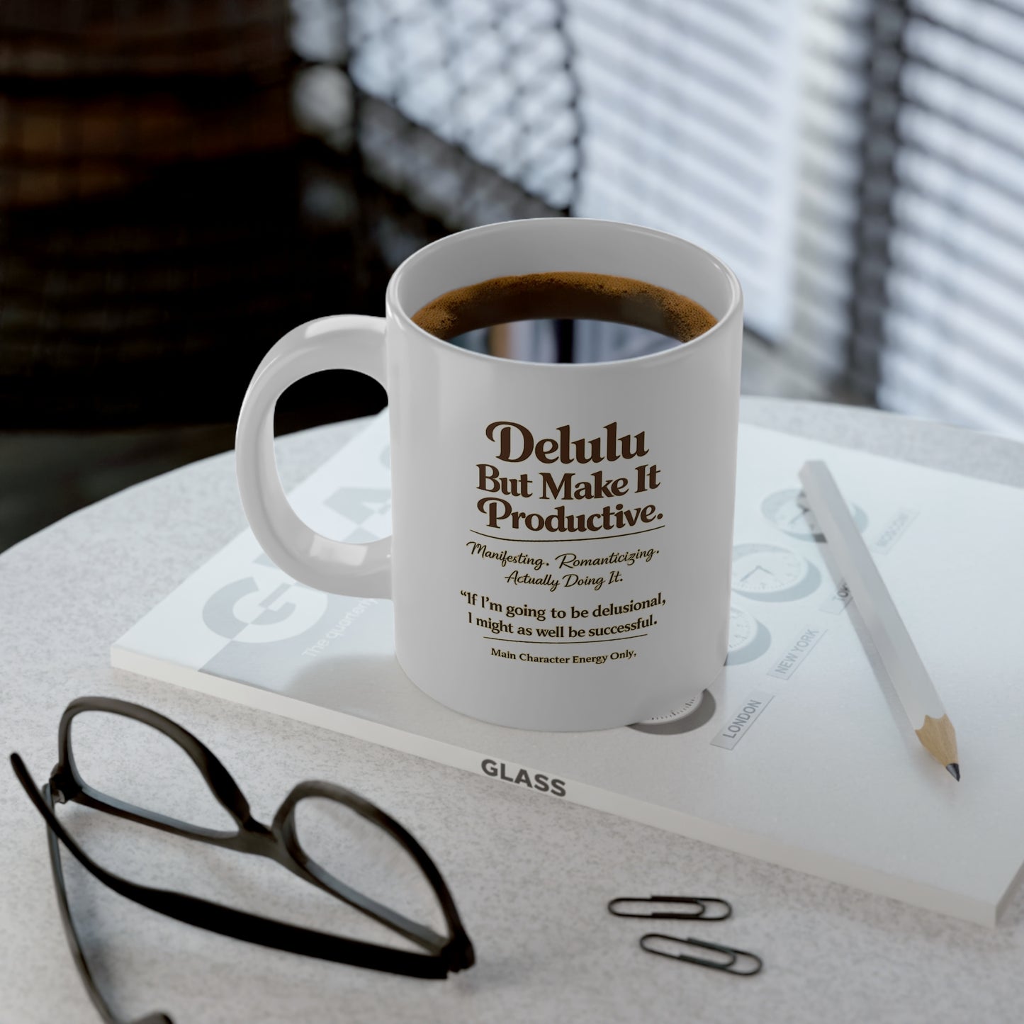 Delulu But Make It Productive Mug – Main Character Energy Coffee Cup – Funny Motivational Gift for Best Friend, Student, Entrepreneur
