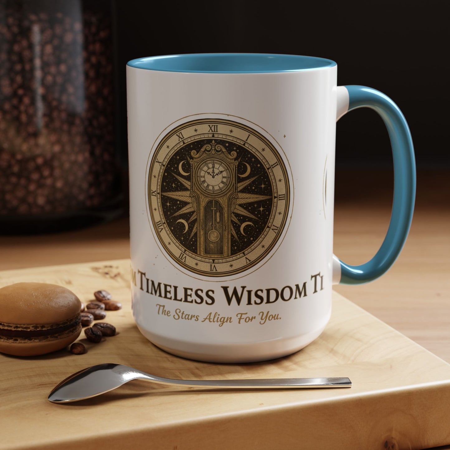 Vintage Celestial Clock Ceramic Coffee Mug | Timeless Wisdom Gift