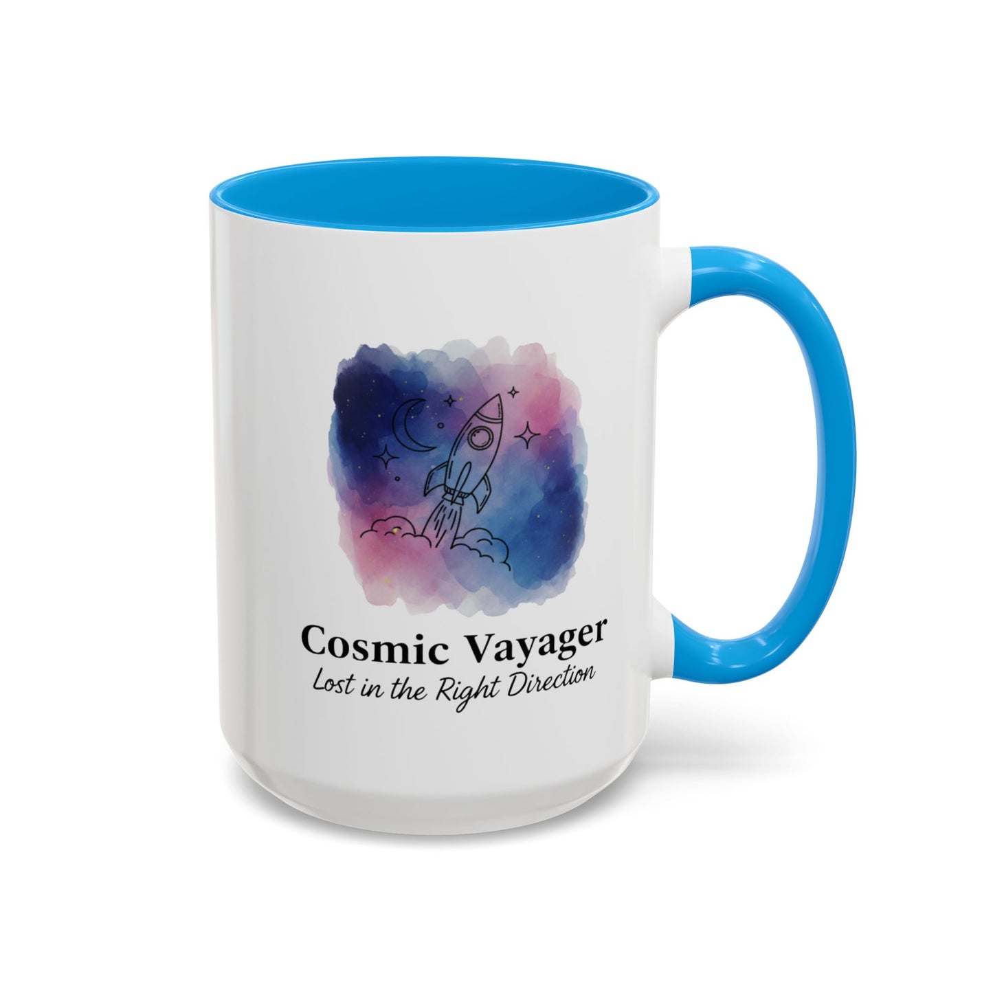Cosmic Voyager Ceramic Coffee Mug – Space Rocket Art