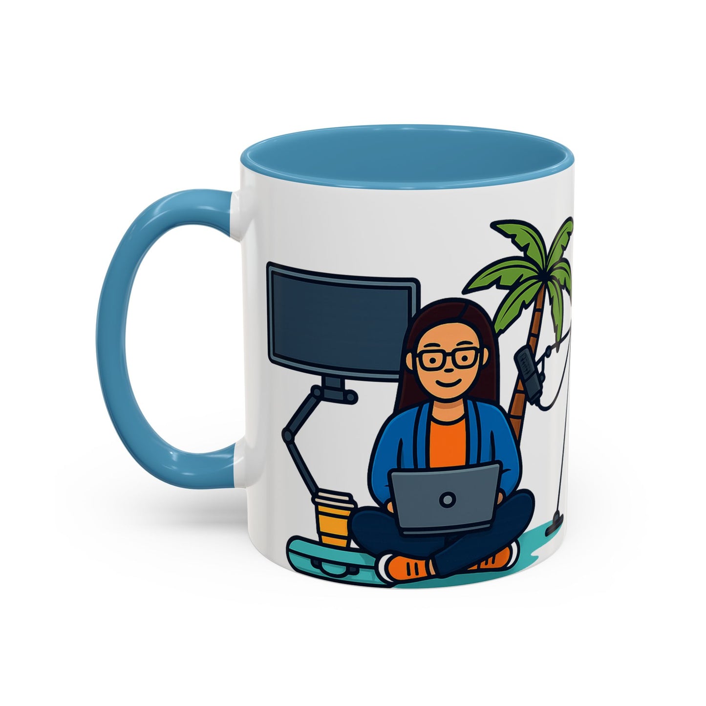 Island Podcast Coffee Mug Tropical Podcaster Illustration Ceramic Accent Mug