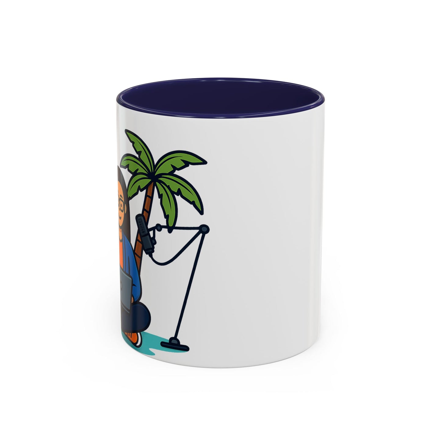 Island Podcast Coffee Mug Tropical Podcaster Illustration Ceramic Accent Mug