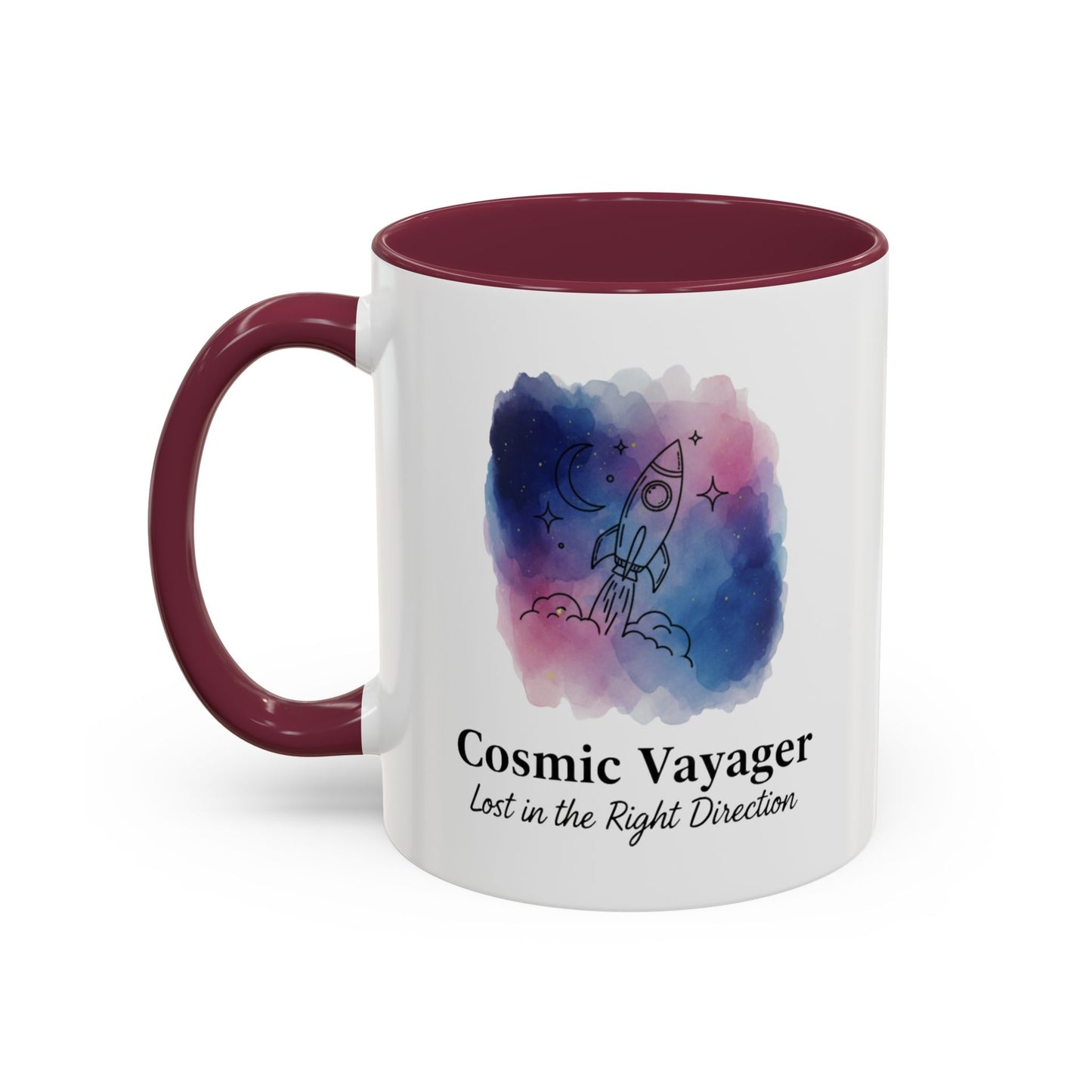 Cosmic Voyager Ceramic Coffee Mug – Space Rocket Art