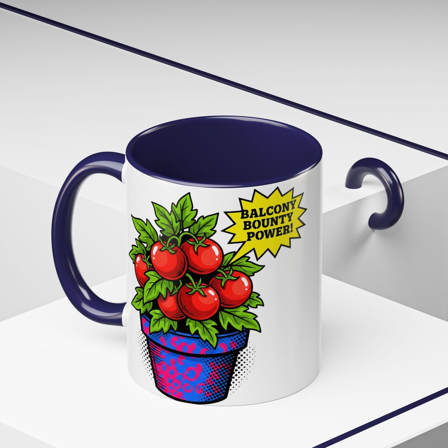 “Balcony Bounty Power!” Coffee Mug – Tomato Plant Garden Accent Mug