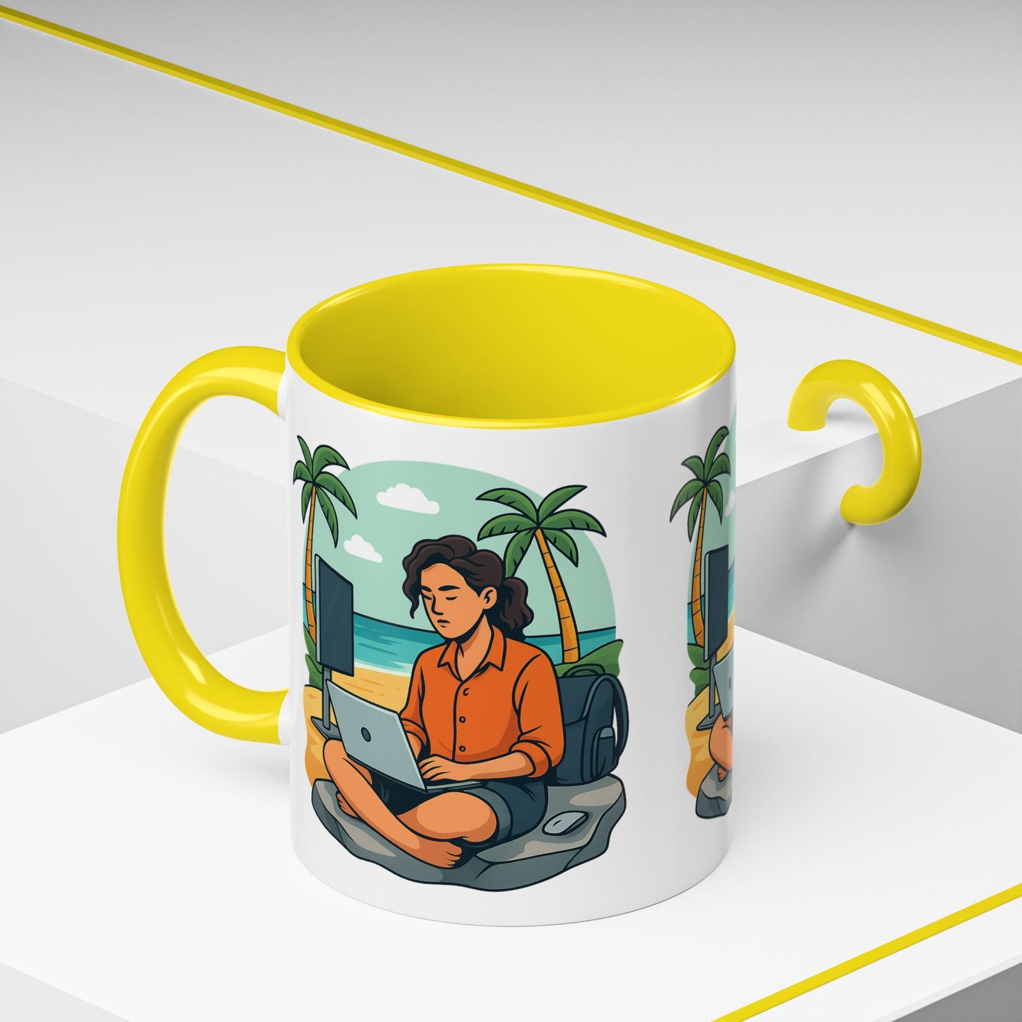 “Be Beautiful” Black-Trim Ceramic Coffee Mug