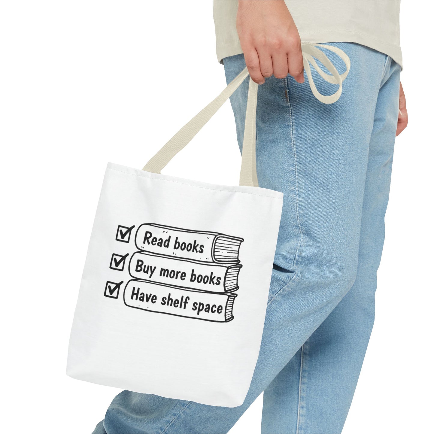 Booklover Tote Bag — "Read books, Buy more books, Have shelf space"