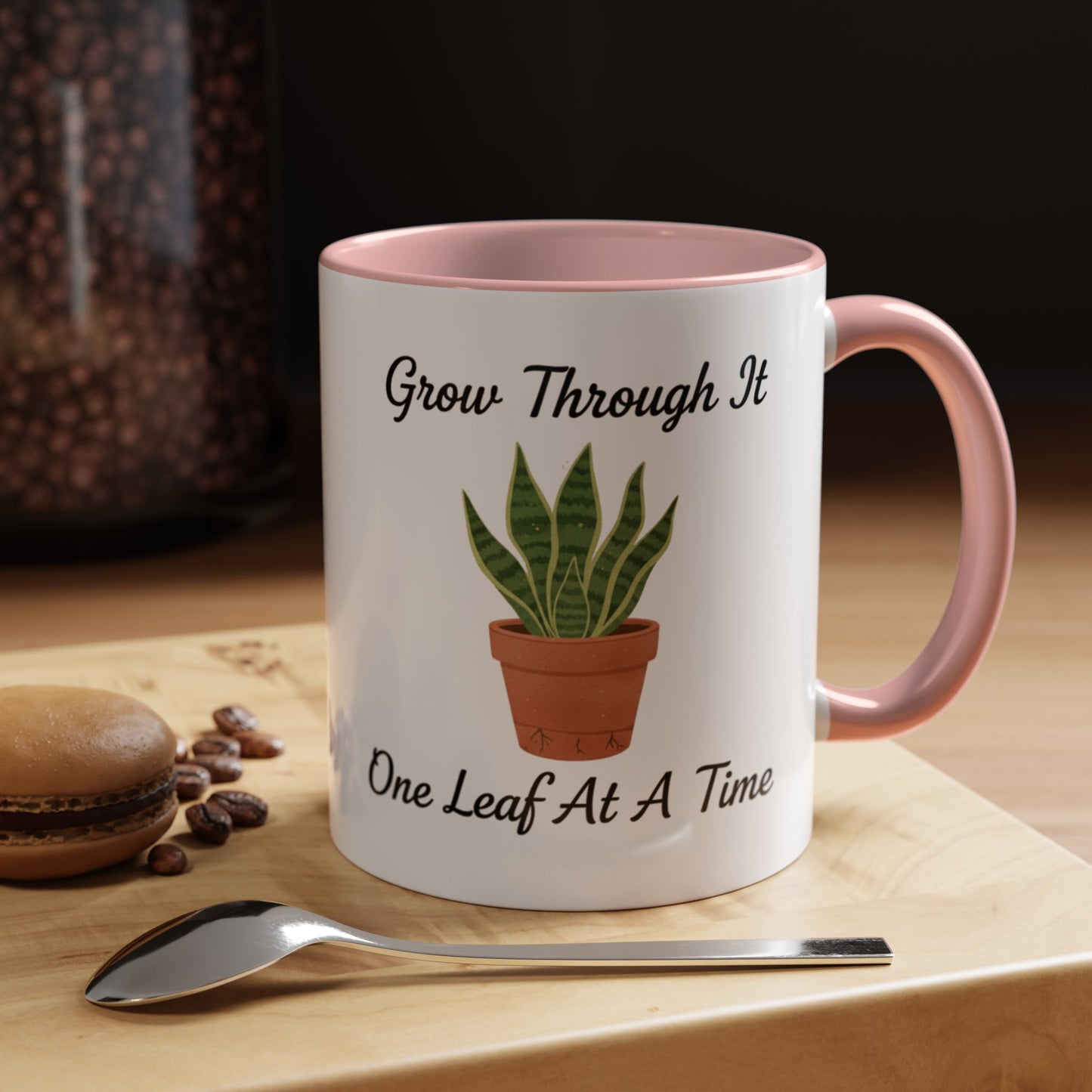 Grow Through It Coffee Mug “One Leaf At A Time” Plant Lover Ceramic Accent Mug