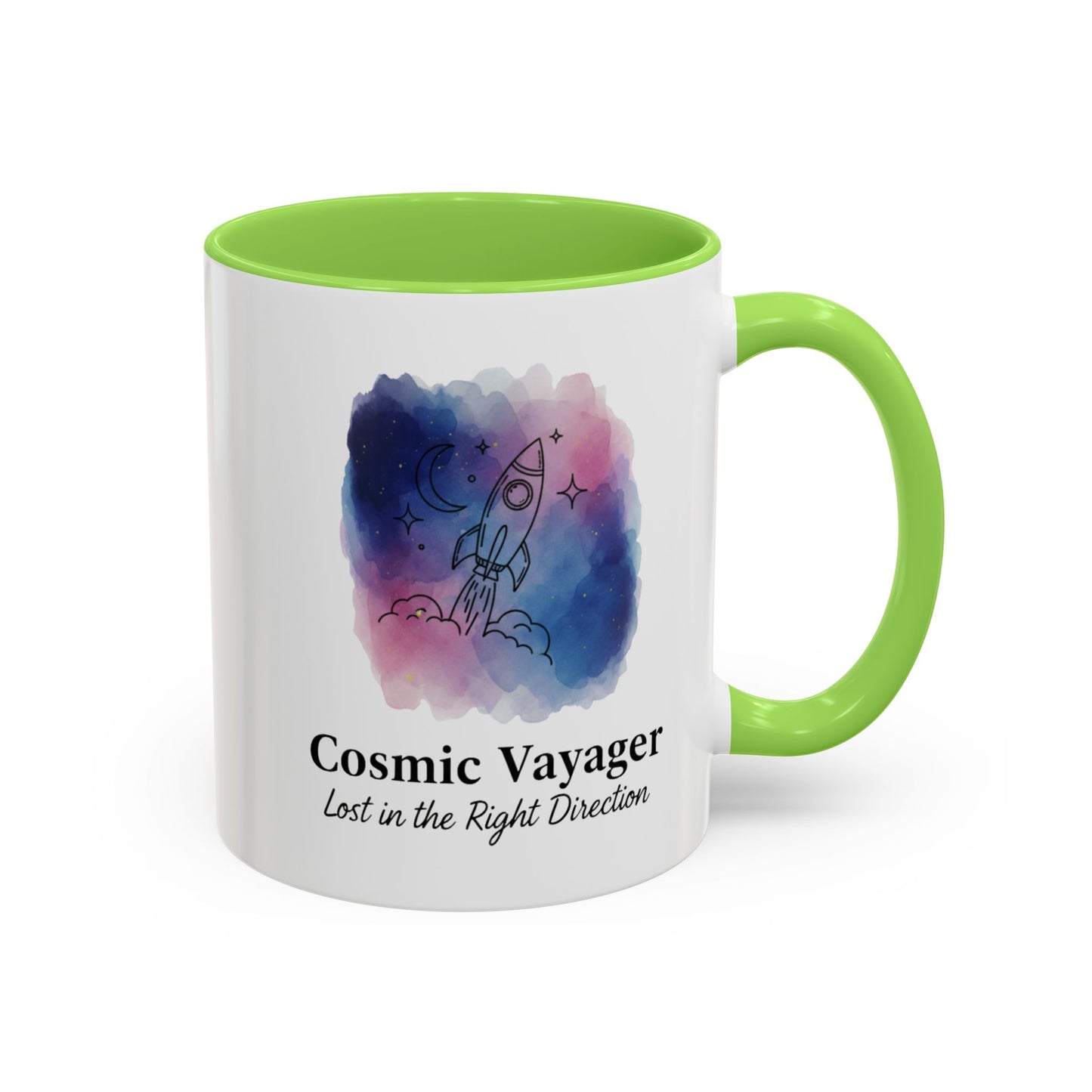 Cosmic Voyager Ceramic Coffee Mug – Space Rocket Art