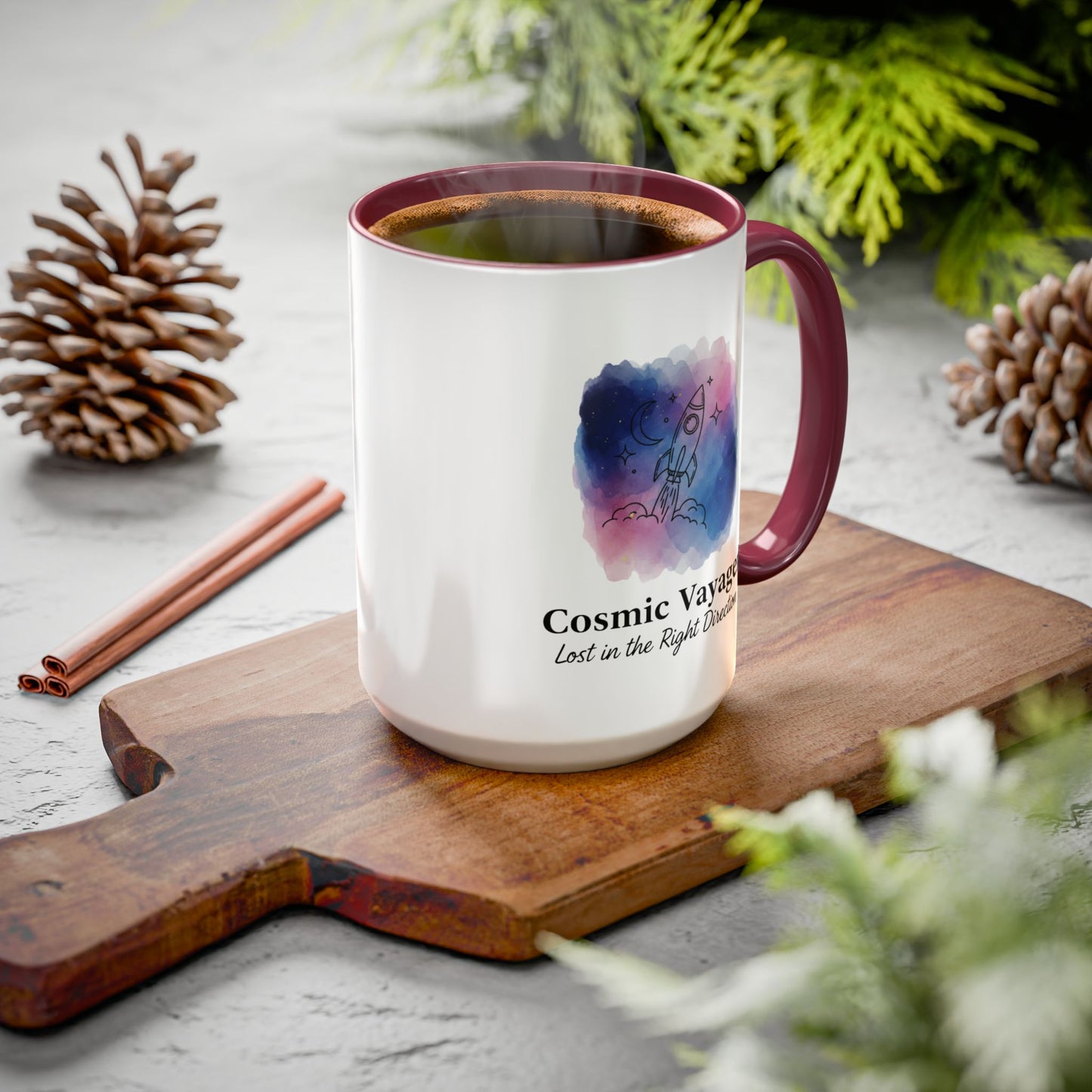 Cosmic Voyager Space Rocket Ceramic Coffee Mug | 15oz Accent Cup
