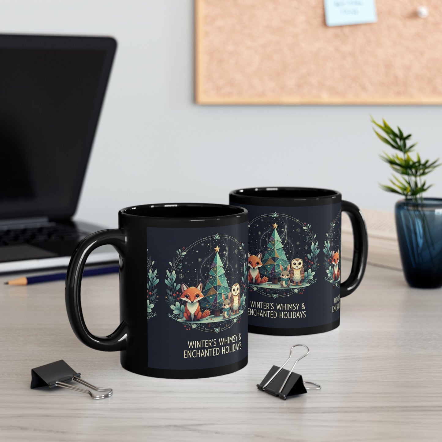 Enchanted Winter Fox & Owl Holiday Mug 'Winter's Whimsy & Enchanted Holidays'