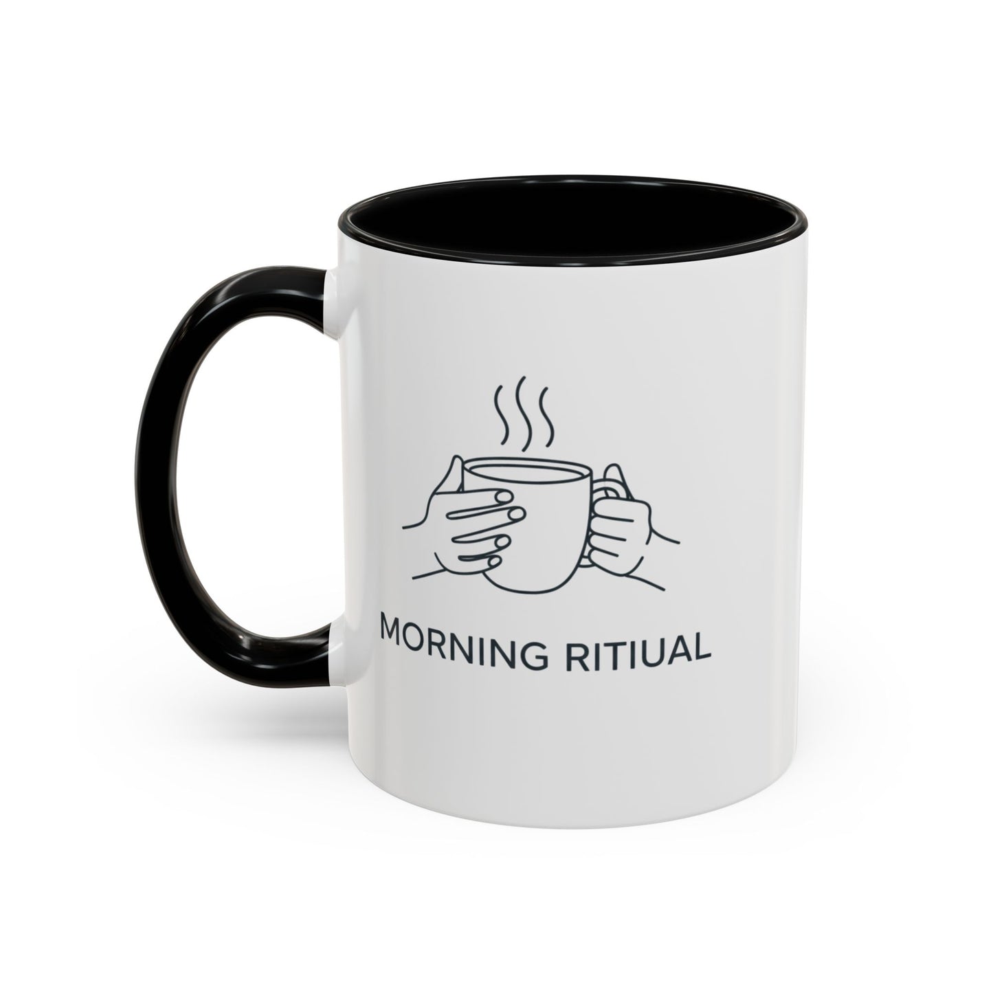 “Morning Ritual” Ceramic Coffee Mug, 11oz Accent Cup