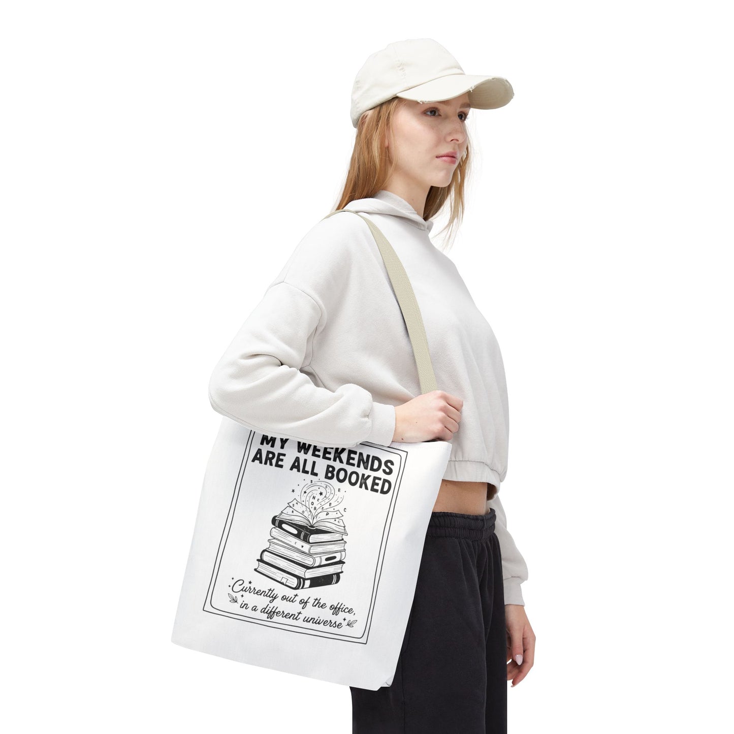 My Weekends Are All Booked Tote Bag | Funny Book Lover Gift | Bibliophile Aesthetic Canvas Bag | Literary Out of Office Tote