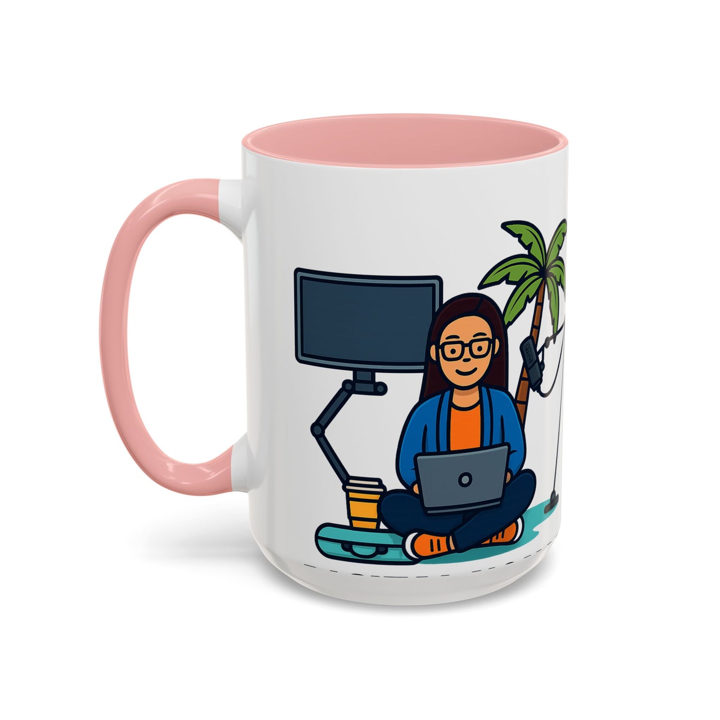 Island Podcast Coffee Mug Tropical Podcaster Illustration Ceramic Accent Mug