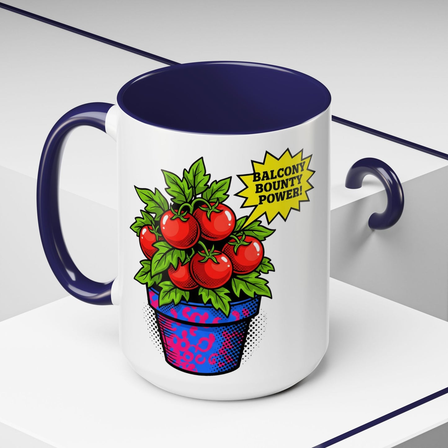 “Balcony Bounty Power!” Coffee Mug – Tomato Plant Garden Accent Mug