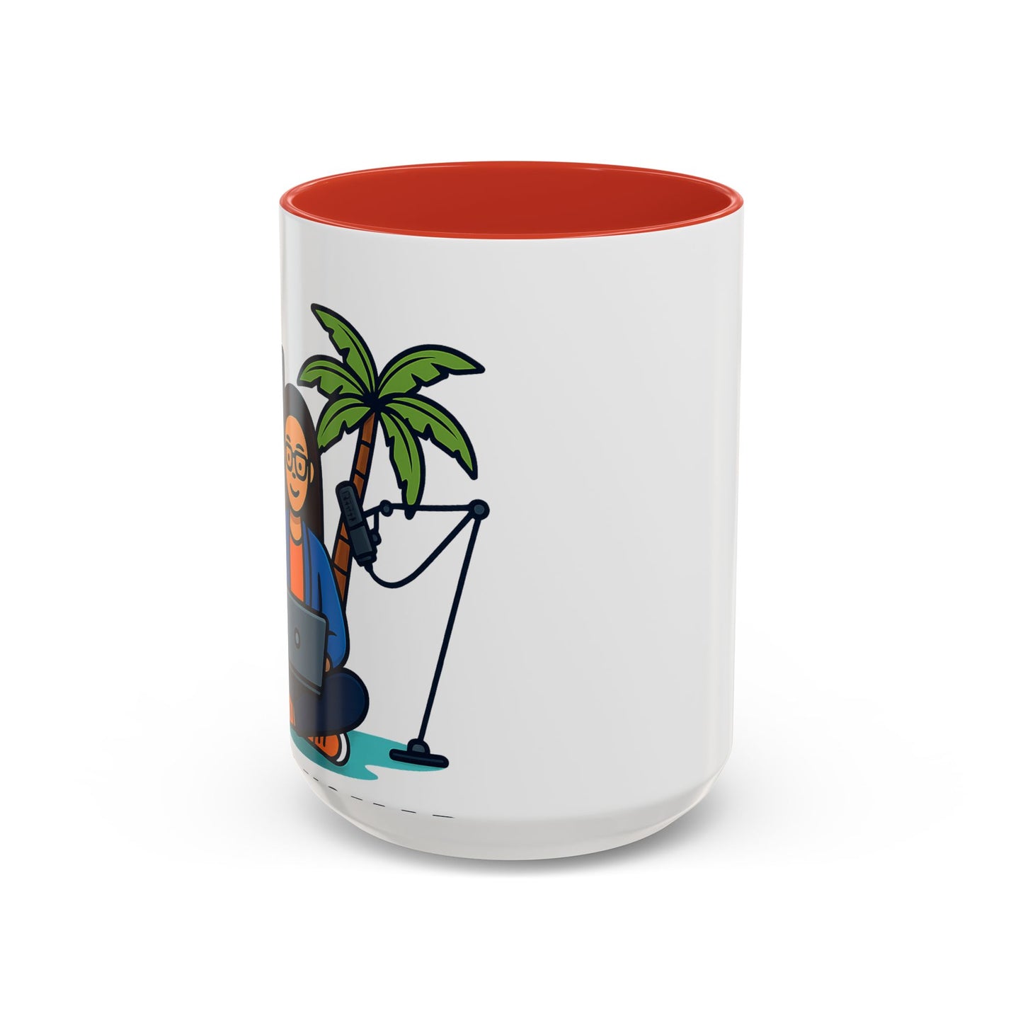 Island Podcast Coffee Mug Tropical Podcaster Illustration Ceramic Accent Mug