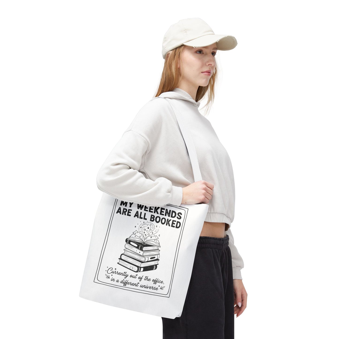 My Weekends Are All Booked Tote Bag | Funny Book Lover Gift | Bibliophile Aesthetic Canvas Bag | Literary Out of Office Tote