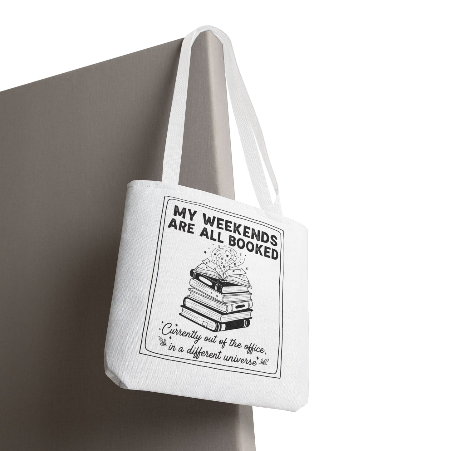 My Weekends Are All Booked Tote Bag | Funny Book Lover Gift | Bibliophile Aesthetic Canvas Bag | Literary Out of Office Tote