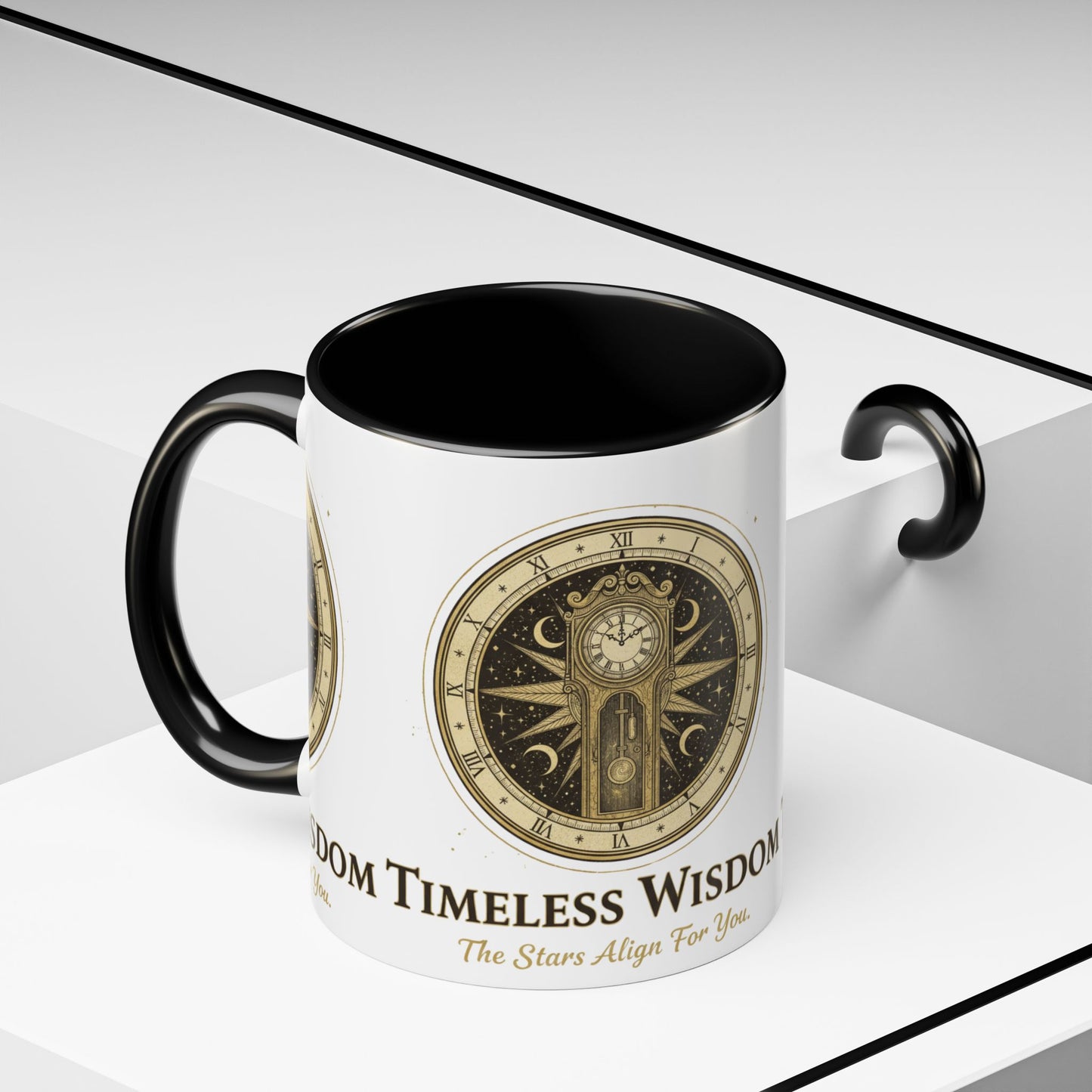 Vintage Celestial Clock Ceramic Coffee Mug | Timeless Wisdom Gift