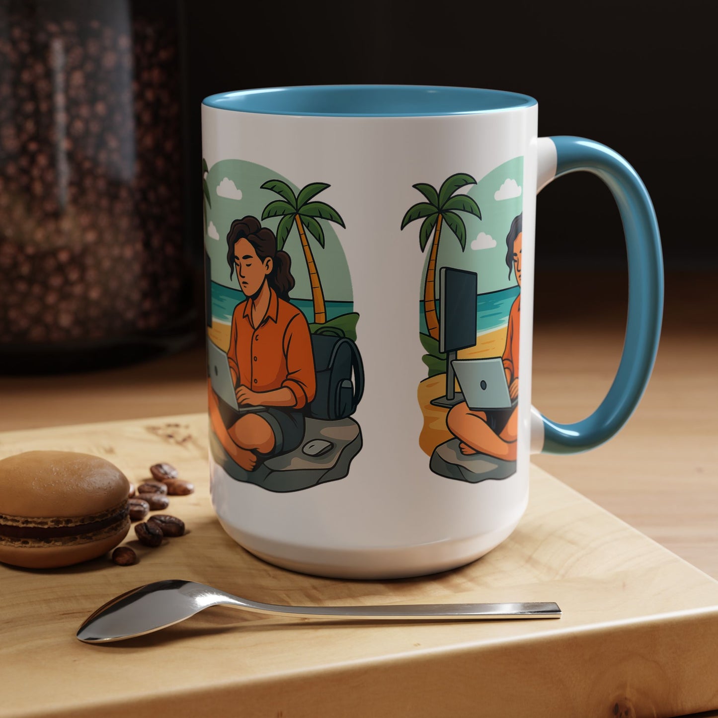 “Be Beautiful” Black-Trim Ceramic Coffee Mug