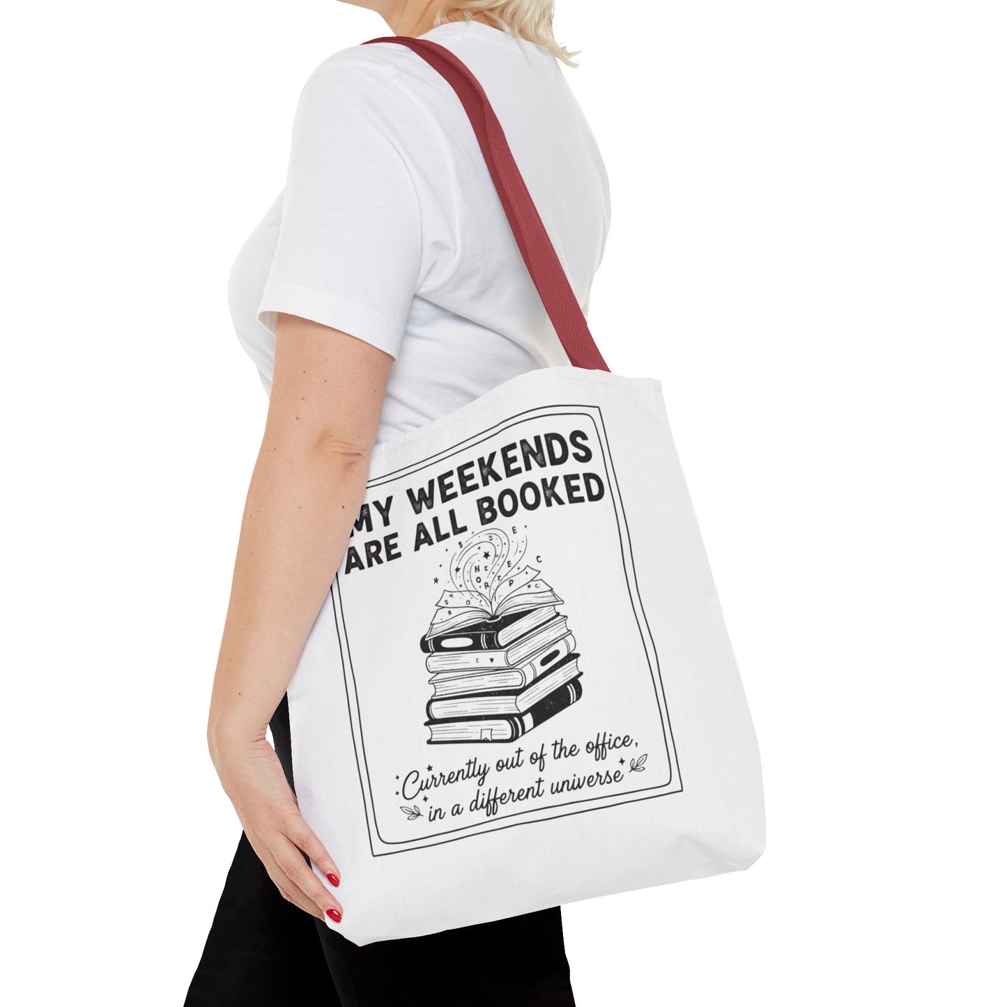 My Weekends Are All Booked Tote Bag | Funny Book Lover Gift | Bibliophile Aesthetic Canvas Bag | Literary Out of Office Tote