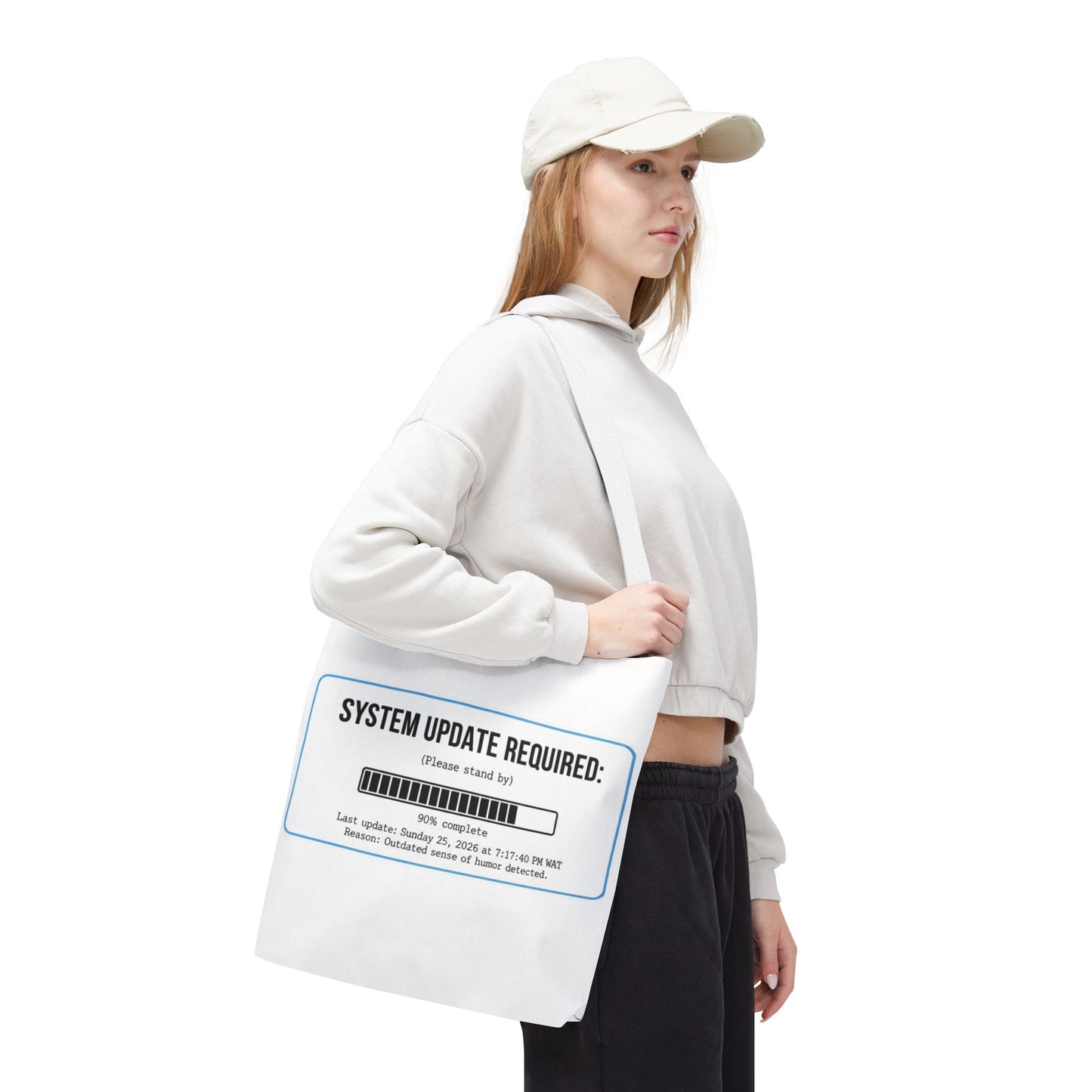 System Update Required Tote | Funny Tech Humor & Relatable "Outdated Humor" Canvas Bag