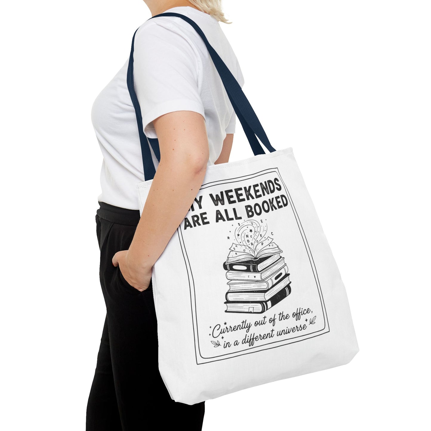 My Weekends Are All Booked Tote Bag | Funny Book Lover Gift | Bibliophile Aesthetic Canvas Bag | Literary Out of Office Tote