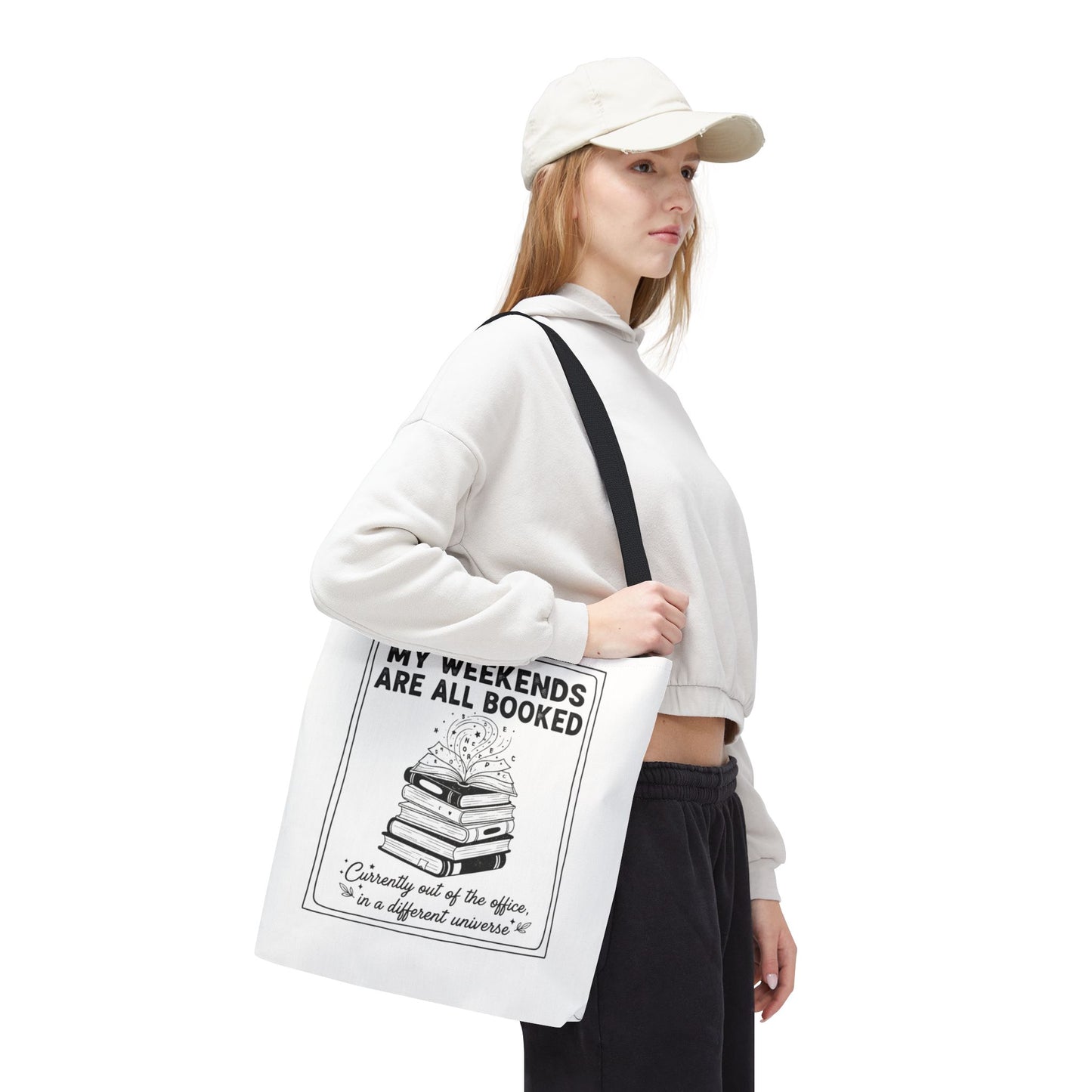 My Weekends Are All Booked Tote Bag | Funny Book Lover Gift | Bibliophile Aesthetic Canvas Bag | Literary Out of Office Tote