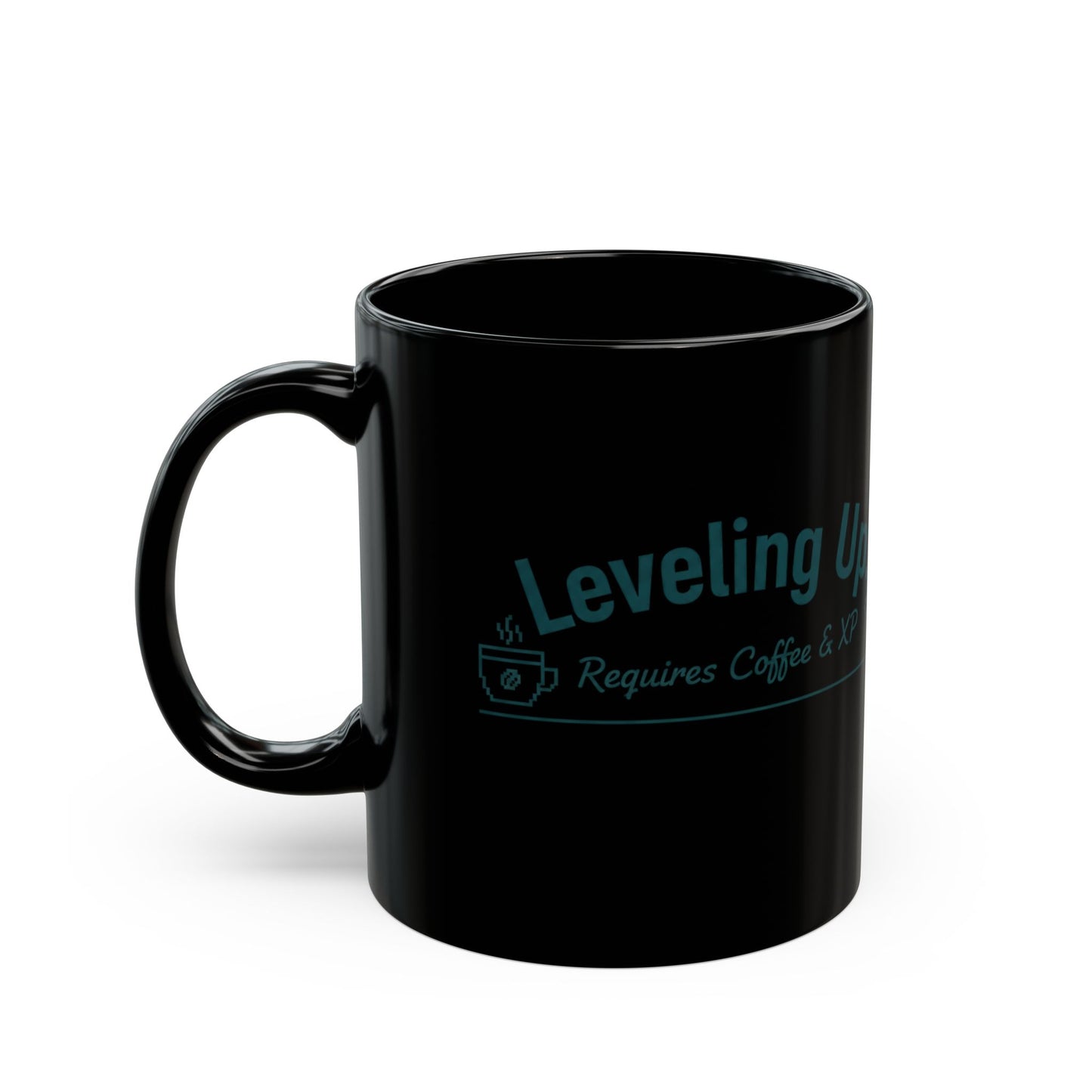 Black Ceramic Gaming Coffee Mug – "Leveling Up. Requires Coffee & XP"