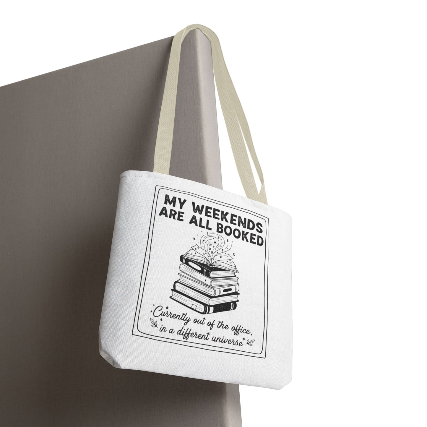 My Weekends Are All Booked Tote Bag | Funny Book Lover Gift | Bibliophile Aesthetic Canvas Bag | Literary Out of Office Tote