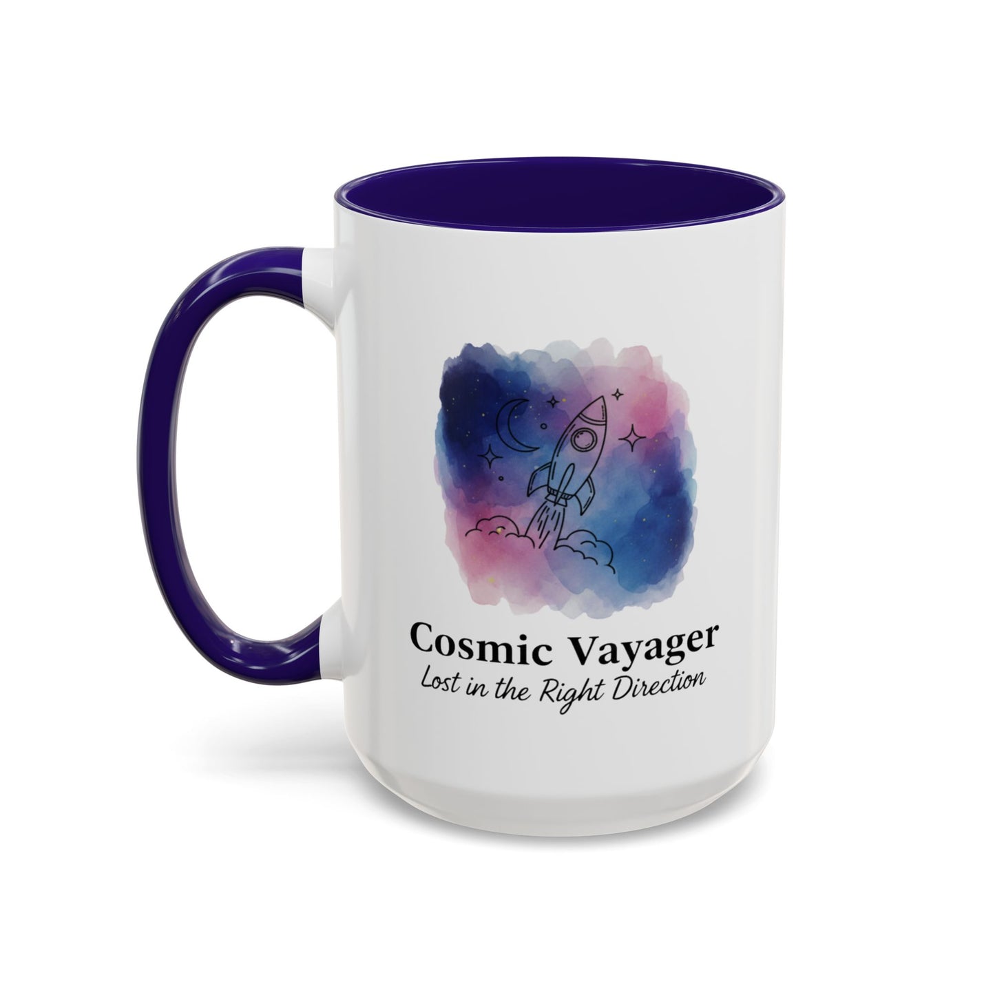 Cosmic Voyager Ceramic Coffee Mug – Space Rocket Art