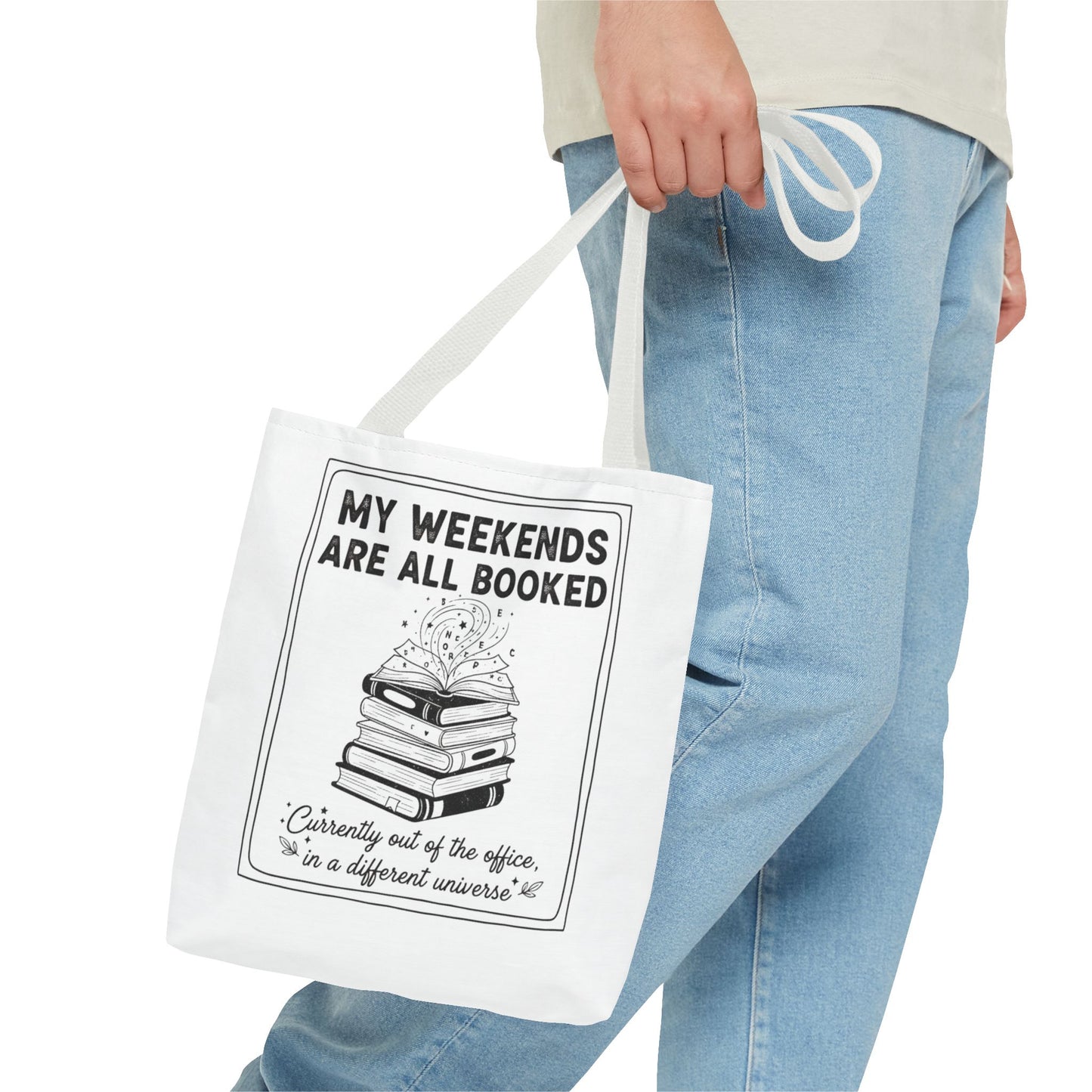 My Weekends Are All Booked Tote Bag | Funny Book Lover Gift | Bibliophile Aesthetic Canvas Bag | Literary Out of Office Tote