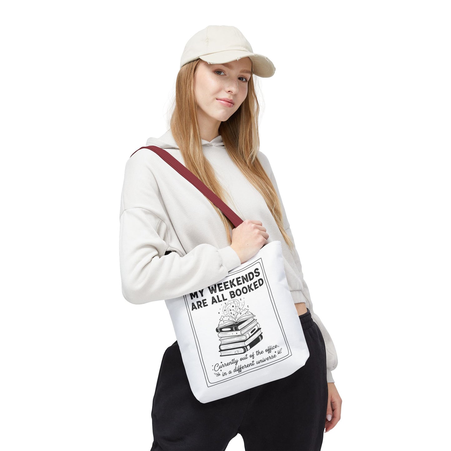 My Weekends Are All Booked Tote Bag | Funny Book Lover Gift | Bibliophile Aesthetic Canvas Bag | Literary Out of Office Tote