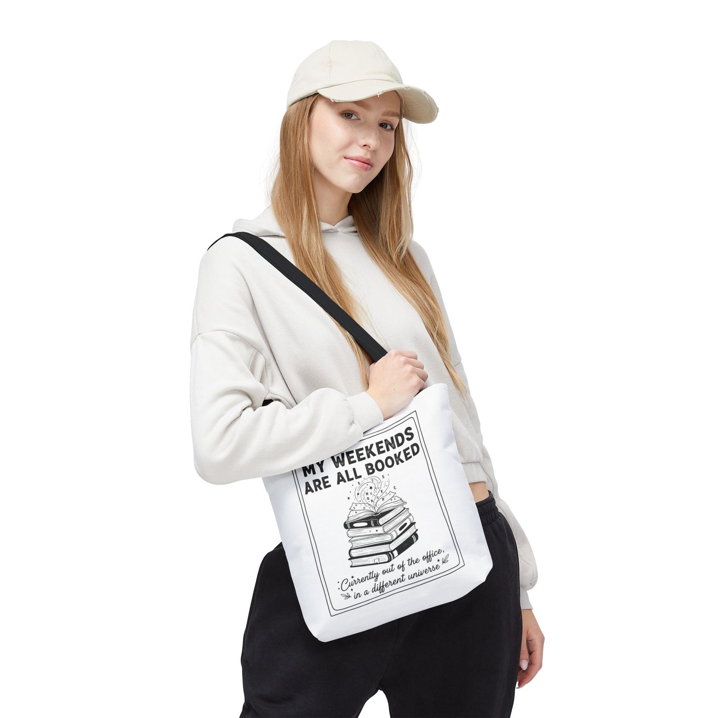 My Weekends Are All Booked Tote Bag | Funny Book Lover Gift | Bibliophile Aesthetic Canvas Bag | Literary Out of Office Tote