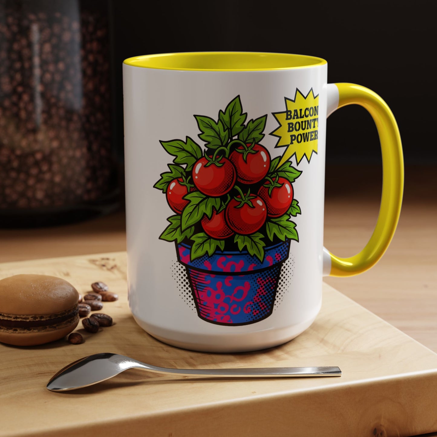 “Balcony Bounty Power!” Coffee Mug – Tomato Plant Garden Accent Mug
