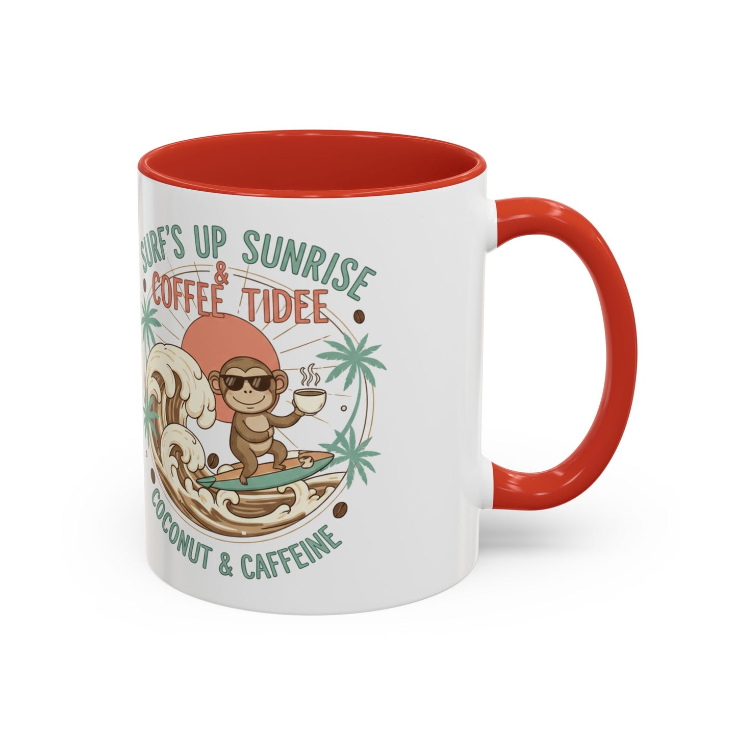Tropical Surf Monkey Ceramic Coffee Mug | Surf's Up Sunrise Beach Gift