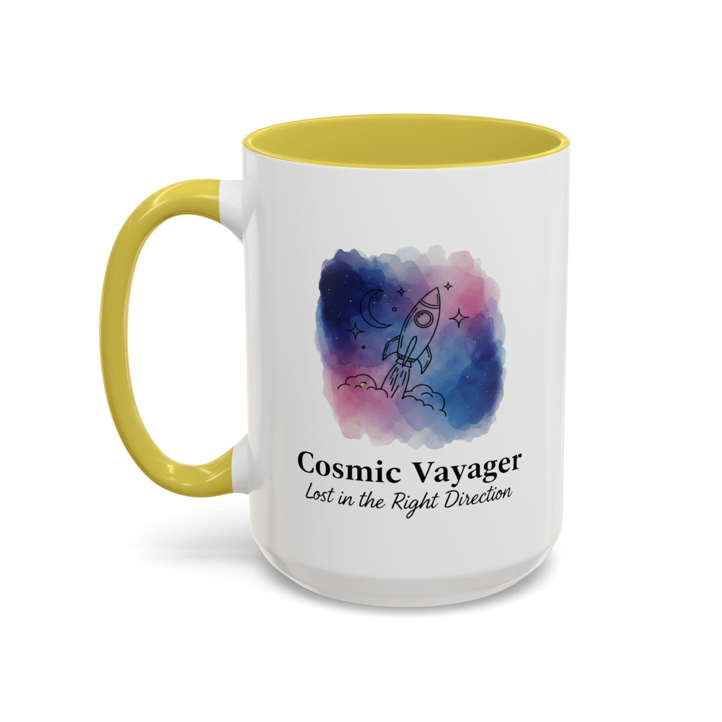 Cosmic Voyager Ceramic Coffee Mug – Space Rocket Art