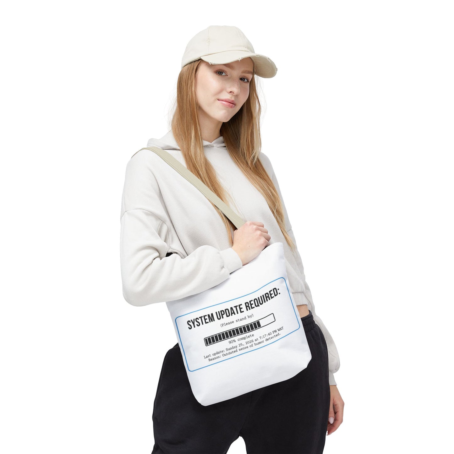 System Update Required Tote | Funny Tech Humor & Relatable "Outdated Humor" Canvas Bag