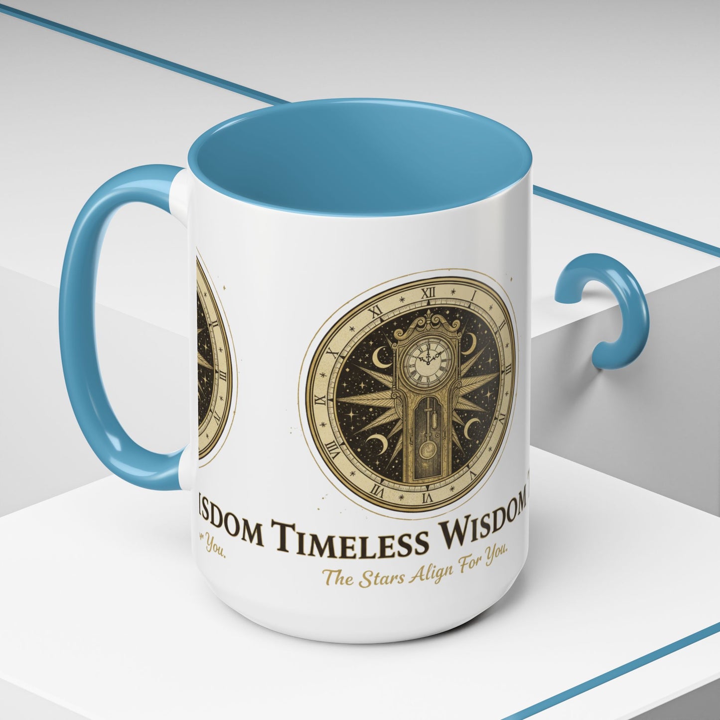 Vintage Celestial Clock Ceramic Coffee Mug | Timeless Wisdom Gift