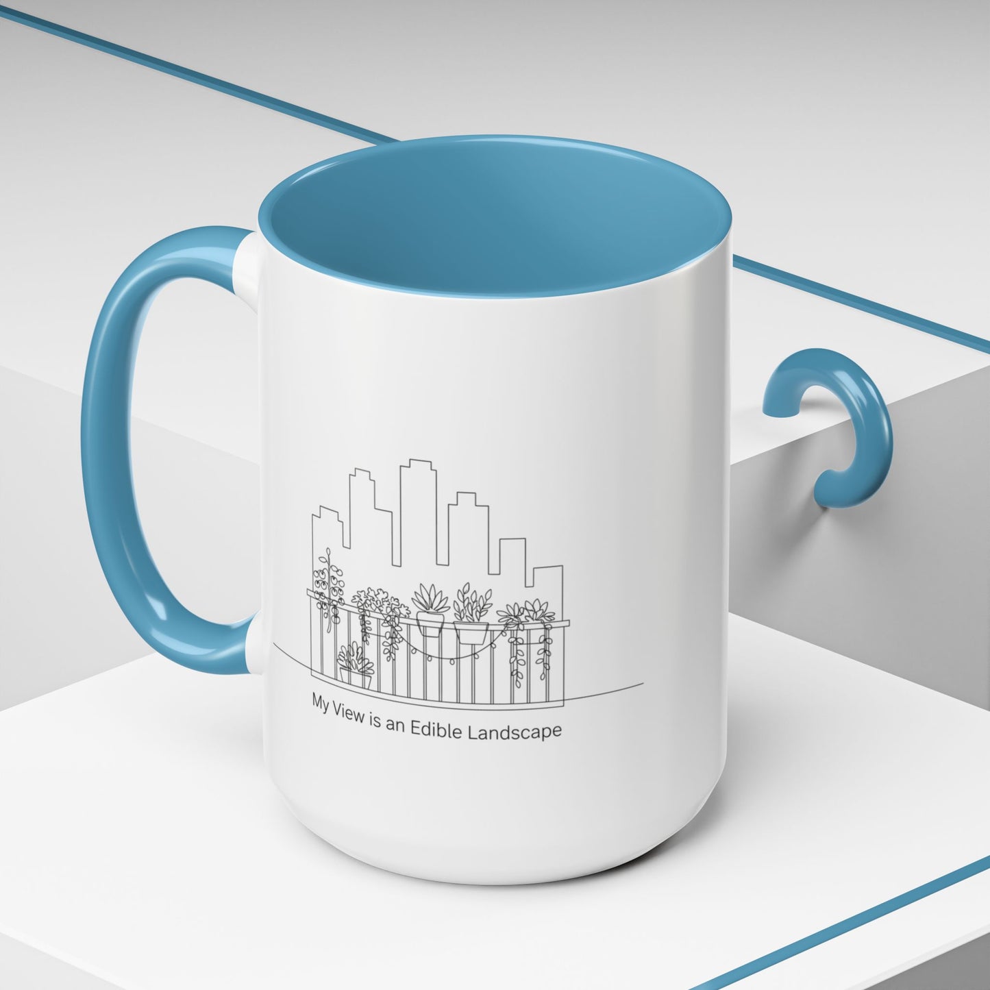 City Skyline Ceramic Coffee Mug, 11/15 oz Minimalist Design