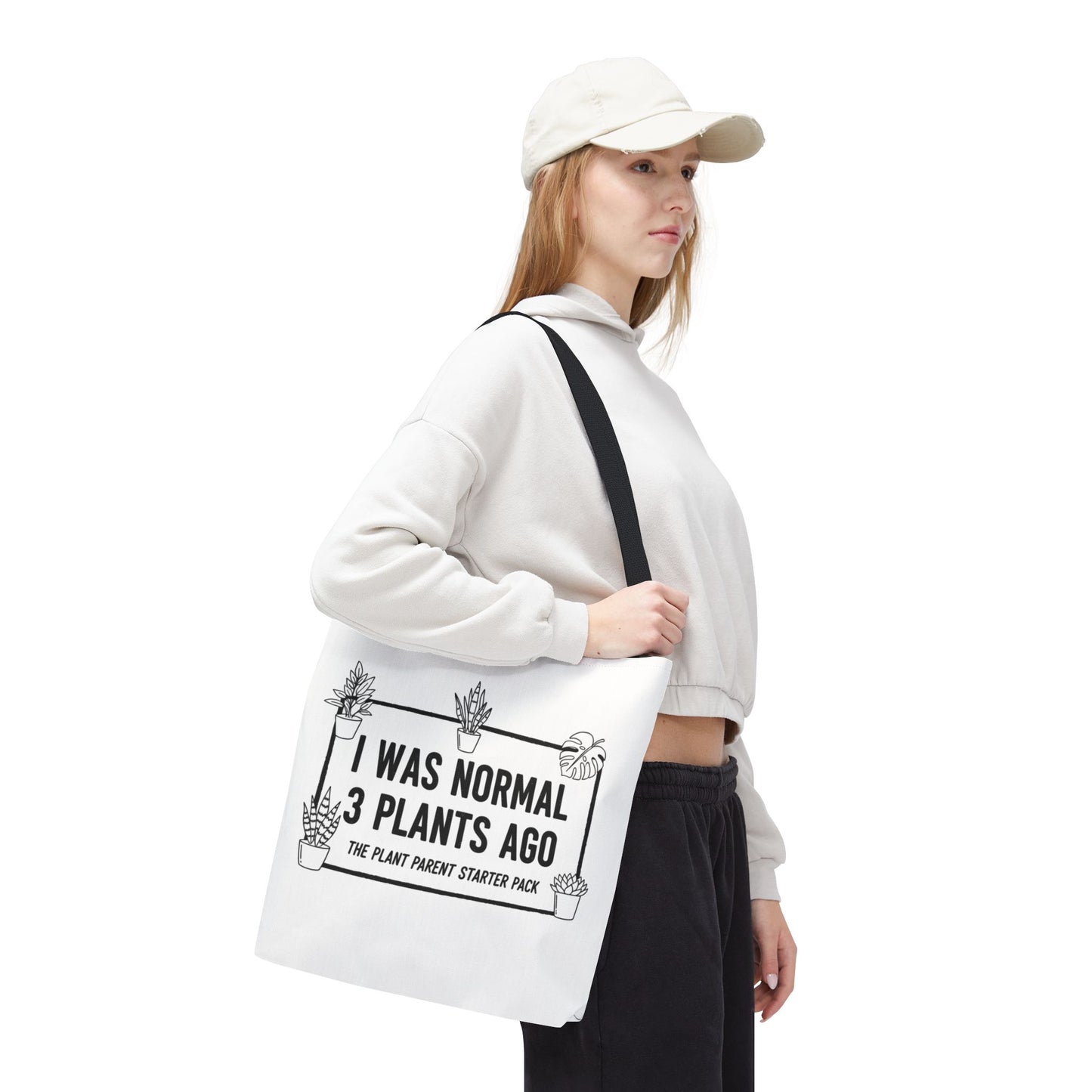 Funny Plant Parent Canvas Tote Bag | I Was Normal 3 Plants Ago Gift