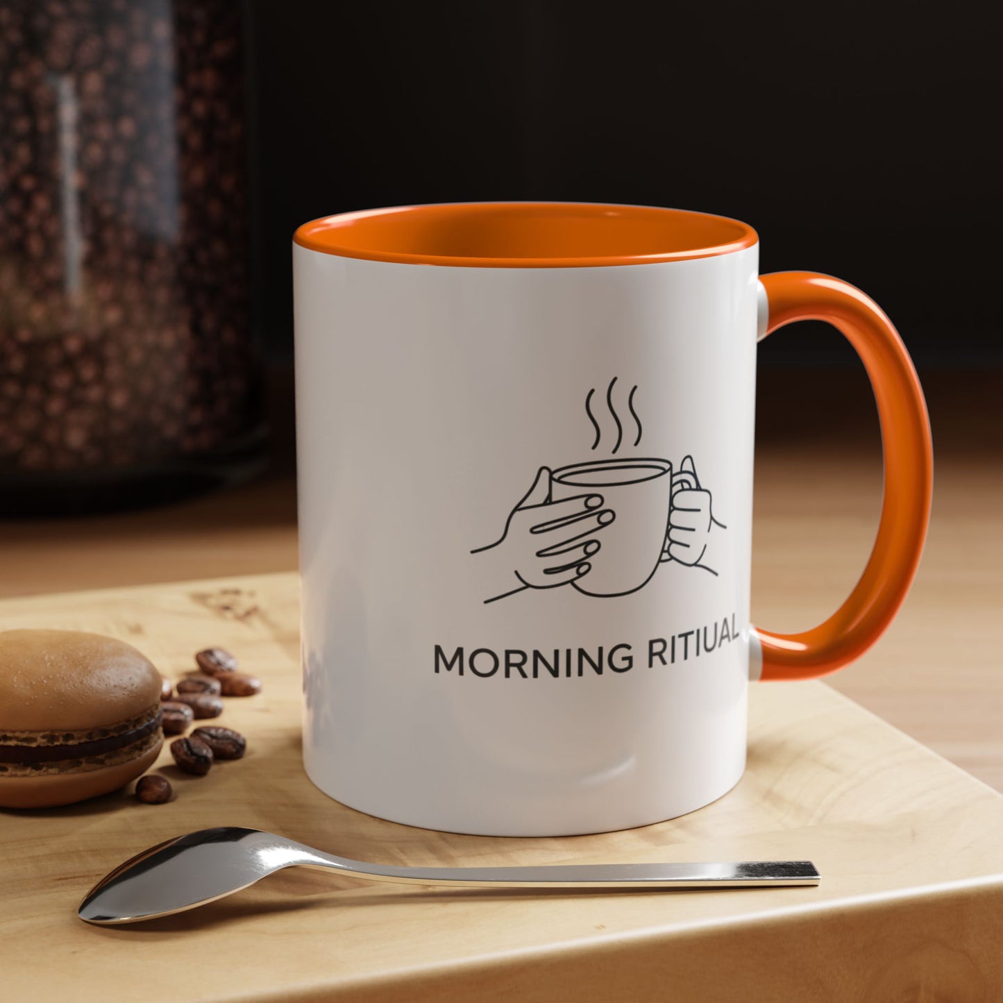 “Morning Ritual” Ceramic Coffee Mug, 11oz Accent Cup