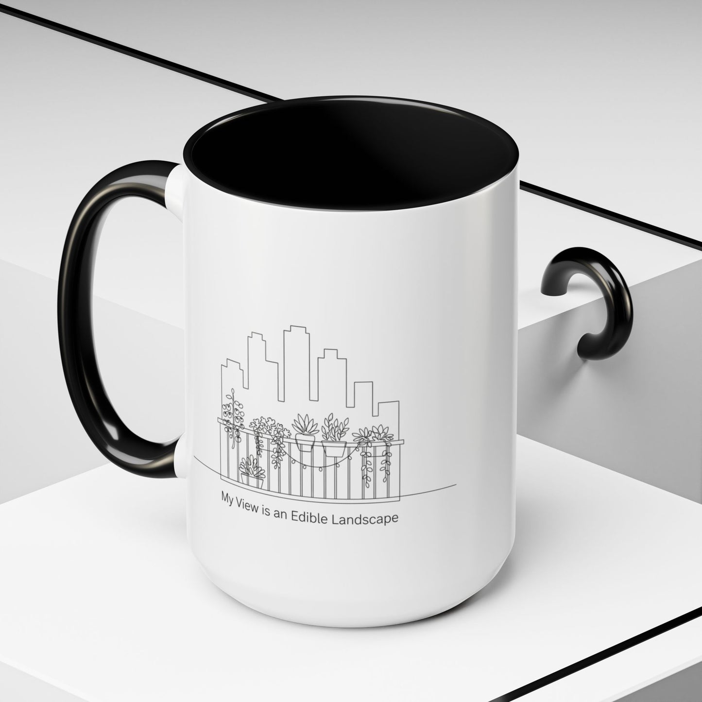 City Skyline Ceramic Coffee Mug, 11/15 oz Minimalist Design