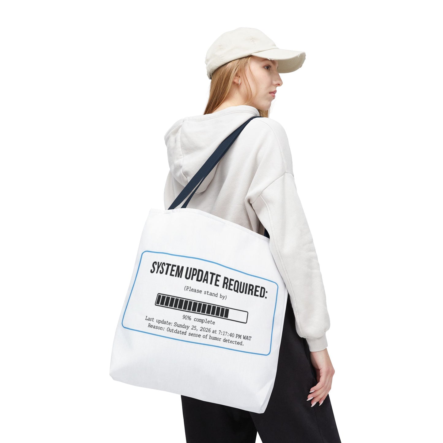 System Update Required Tote | Funny Tech Humor & Relatable "Outdated Humor" Canvas Bag
