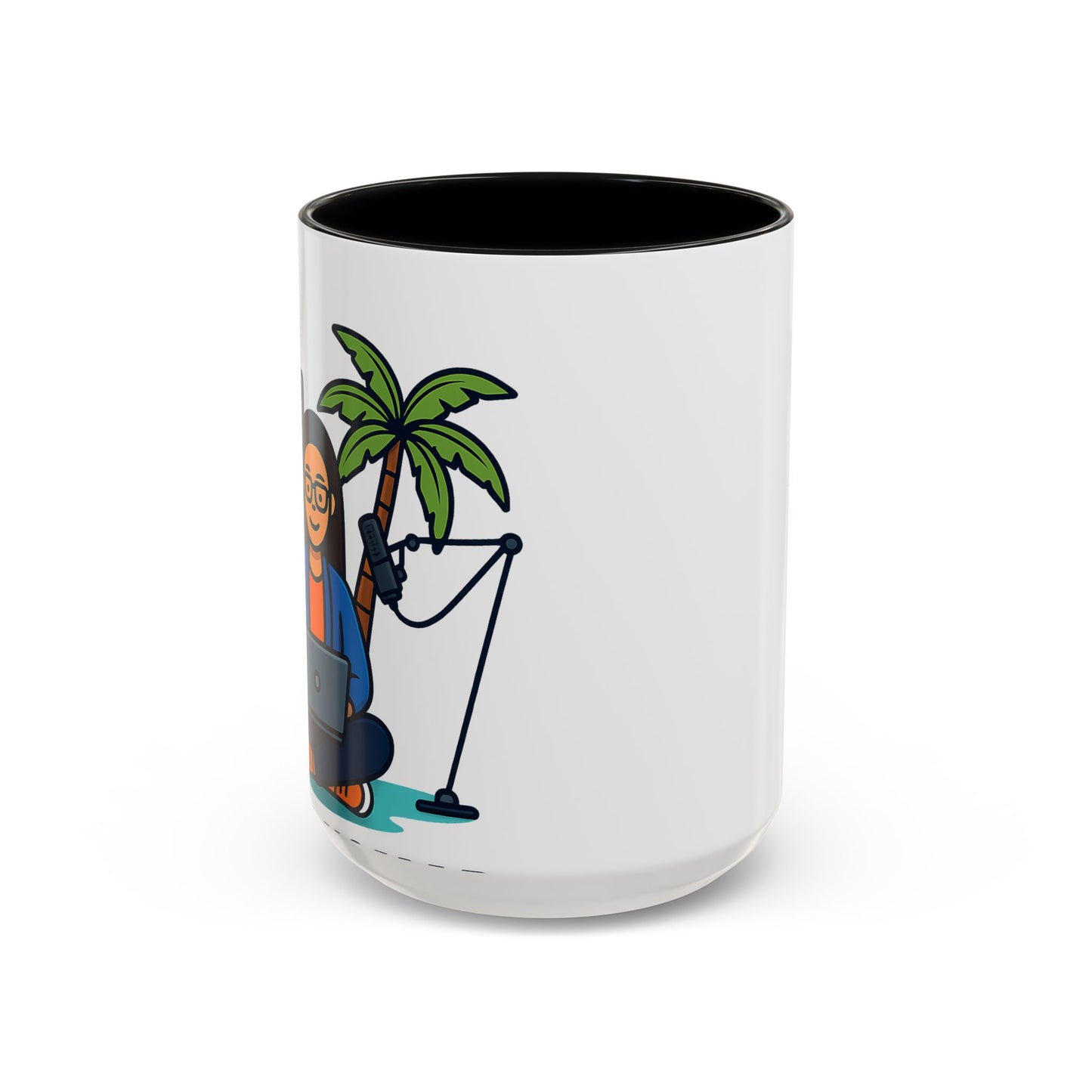 Island Podcast Coffee Mug Tropical Podcaster Illustration Ceramic Accent Mug