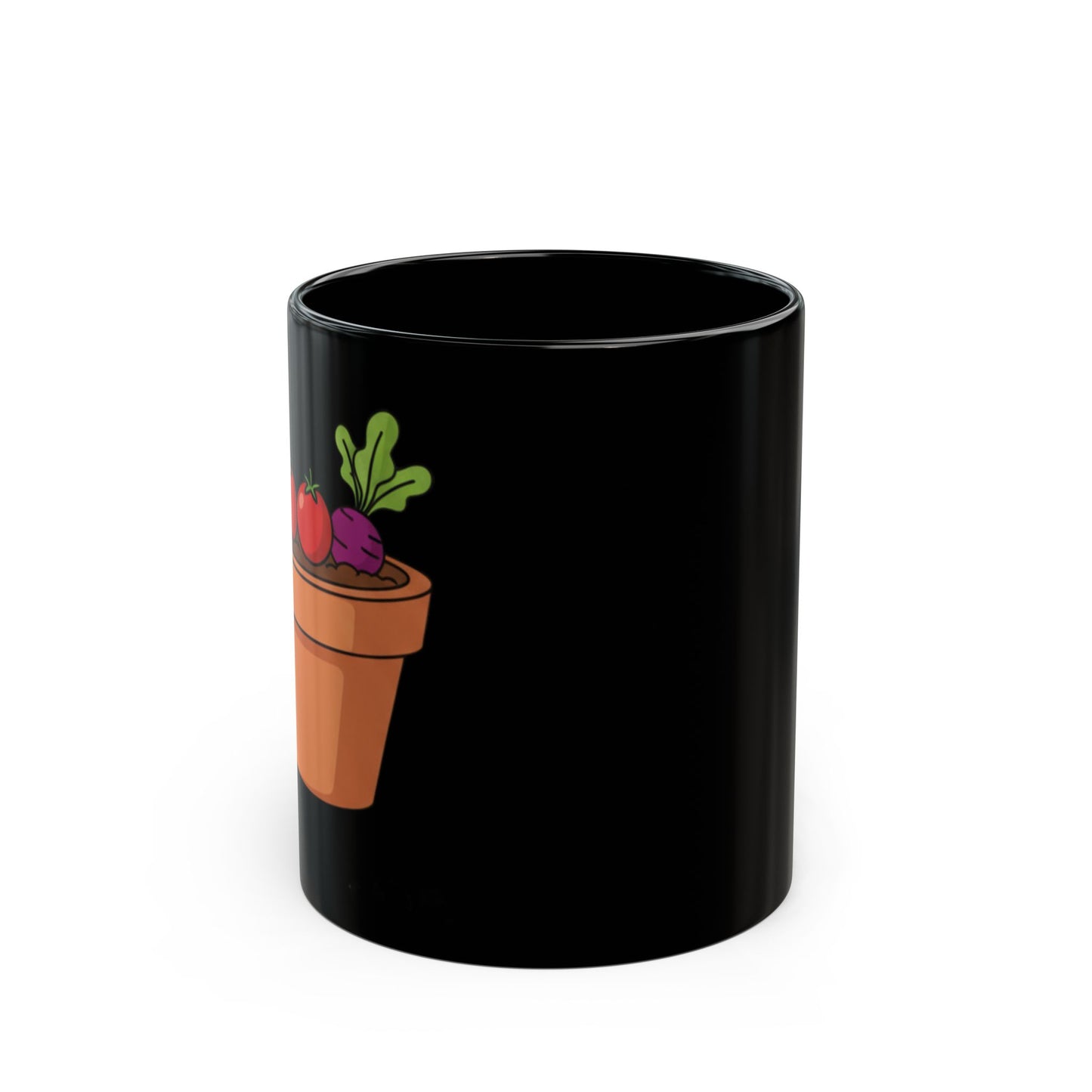 Black Ceramic Veggie Garden Coffee Mug