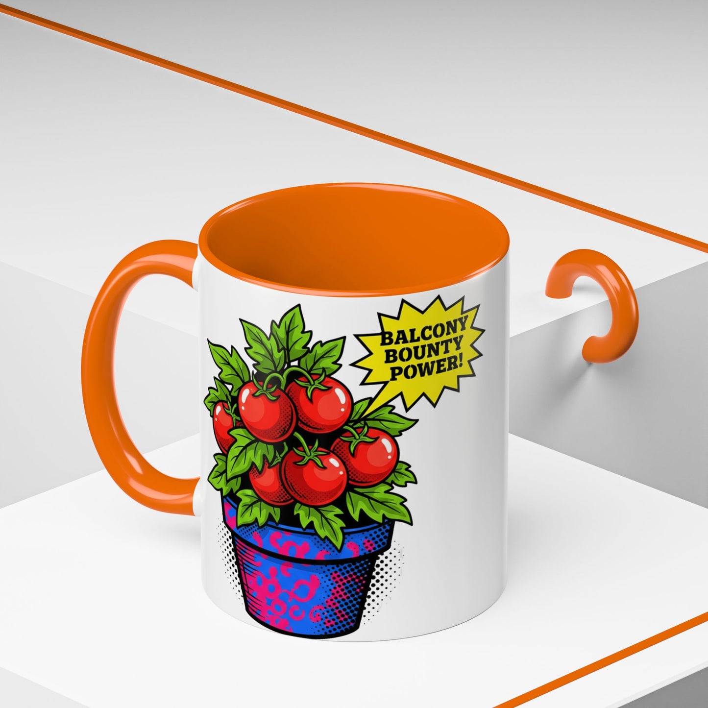 “Balcony Bounty Power!” Coffee Mug – Tomato Plant Garden Accent Mug