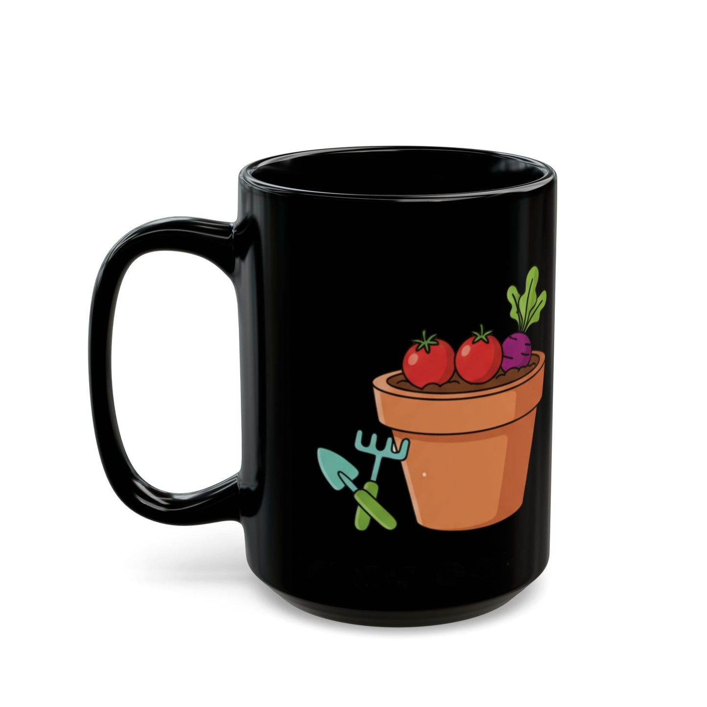 Black Ceramic Veggie Garden Coffee Mug