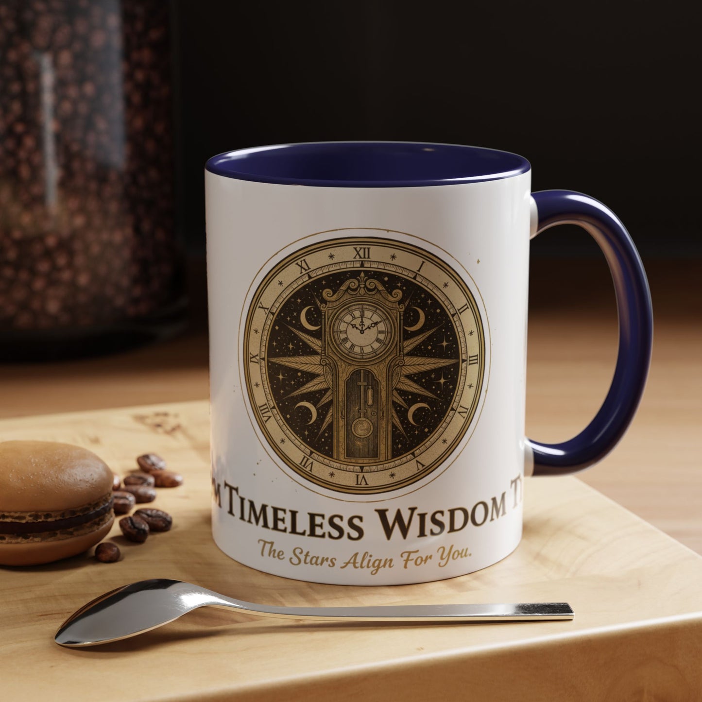 Vintage Celestial Clock Ceramic Coffee Mug | Timeless Wisdom Gift