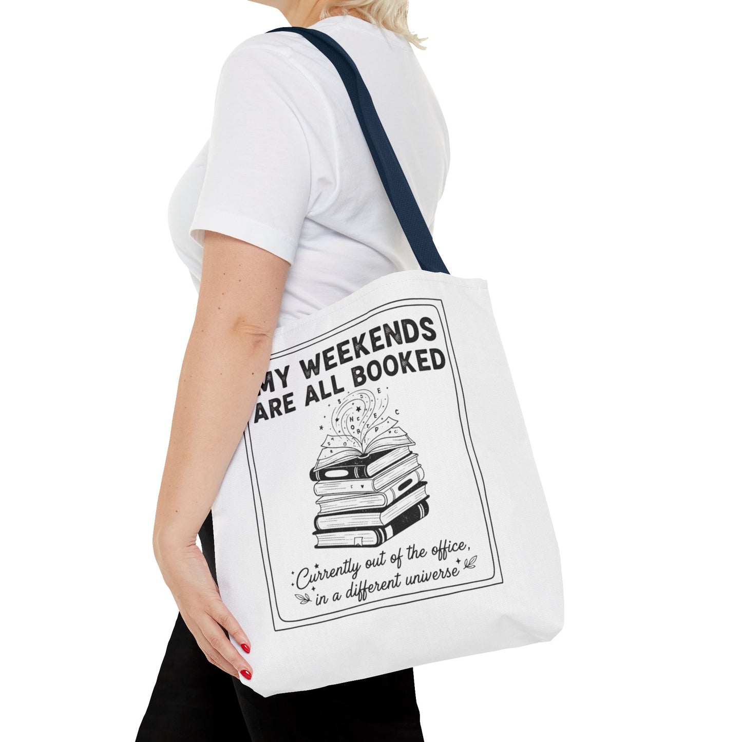 My Weekends Are All Booked Tote Bag | Funny Book Lover Gift | Bibliophile Aesthetic Canvas Bag | Literary Out of Office Tote